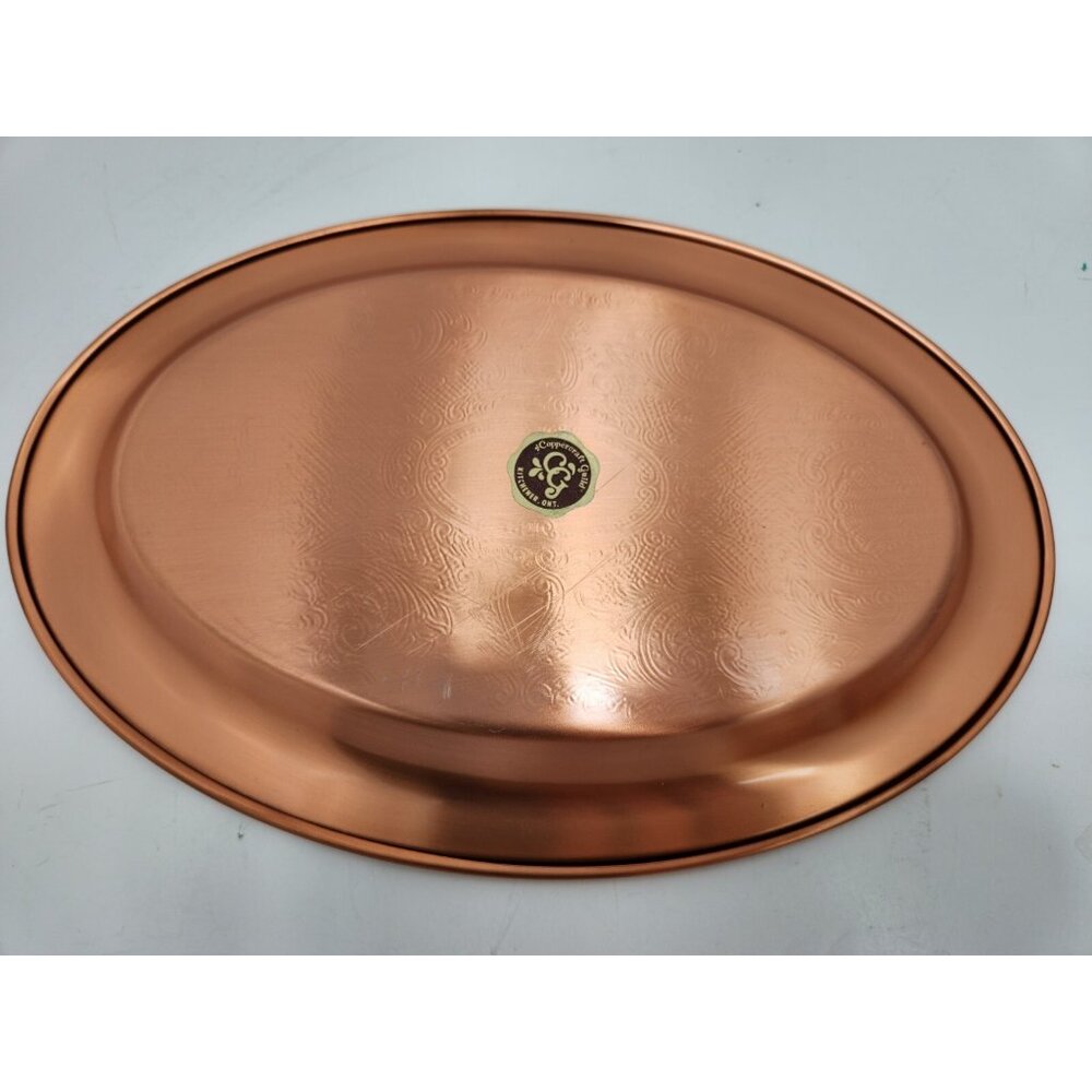 Vintage Coppercraft Guild Embossed Serving Tray Sugar and Creamer Set Copper - Picture 4 of 13